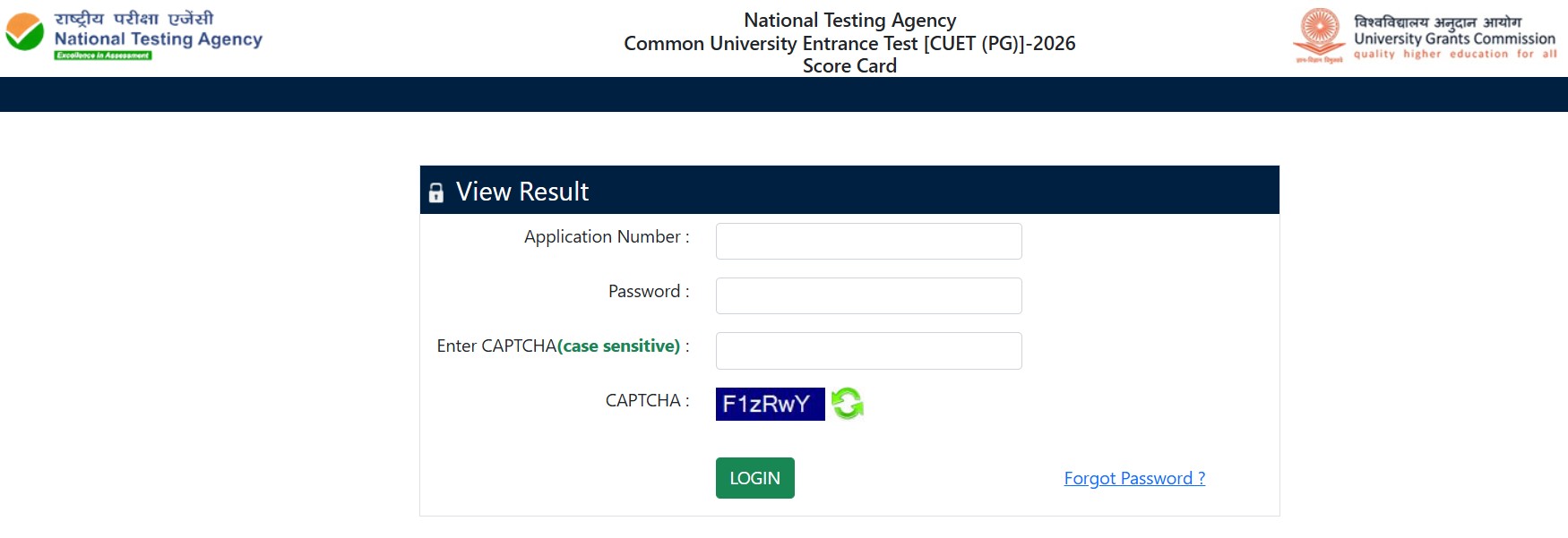 CUET 2026 Result Website