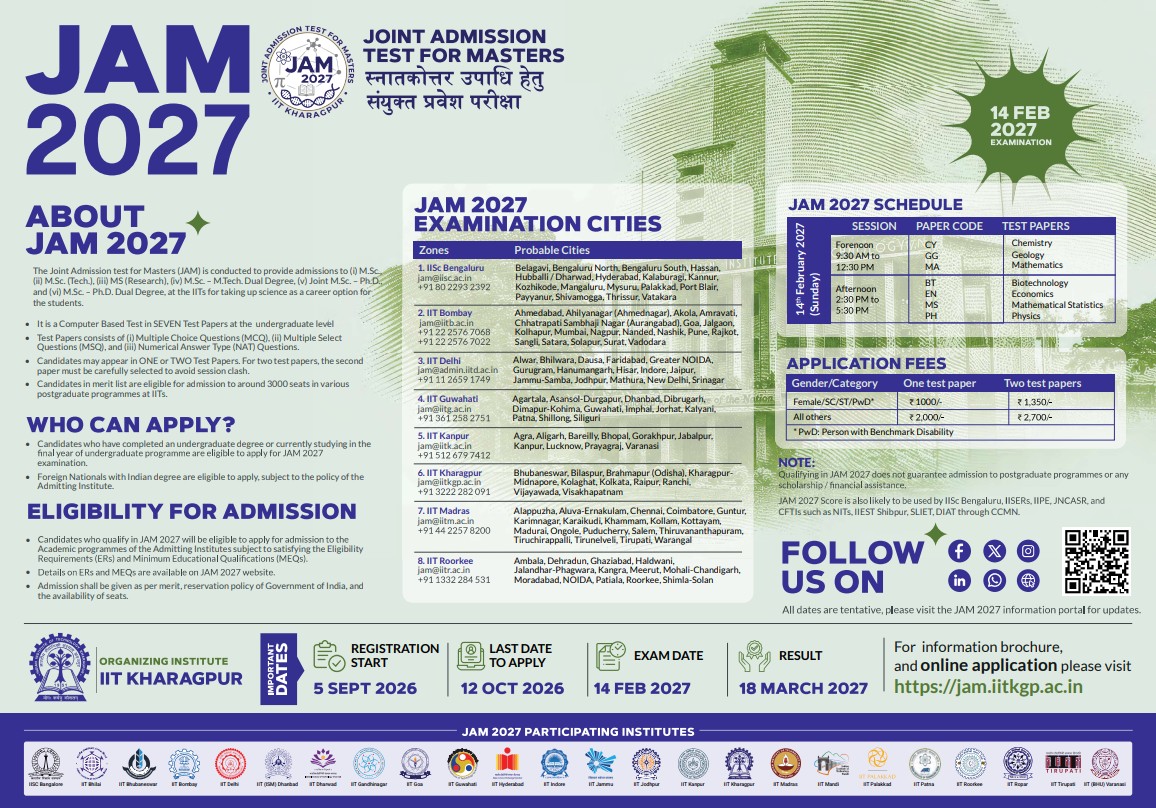 IIT JAM 2027 Exam Poster