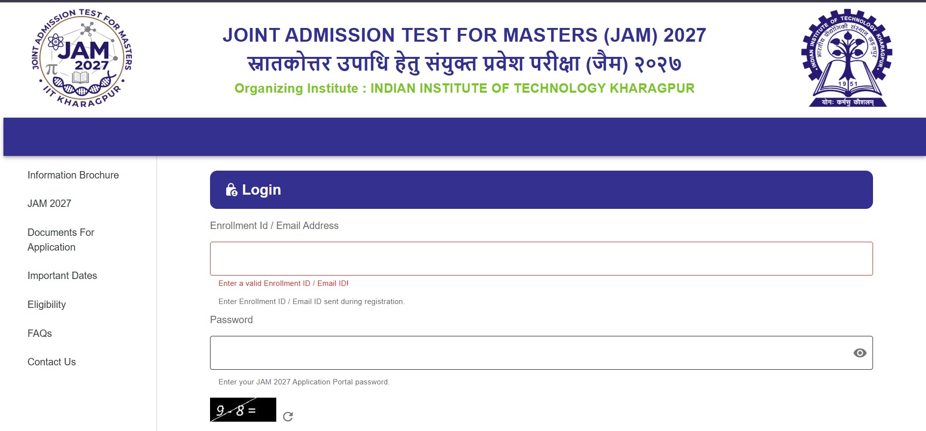 IIT JAM Registration Started